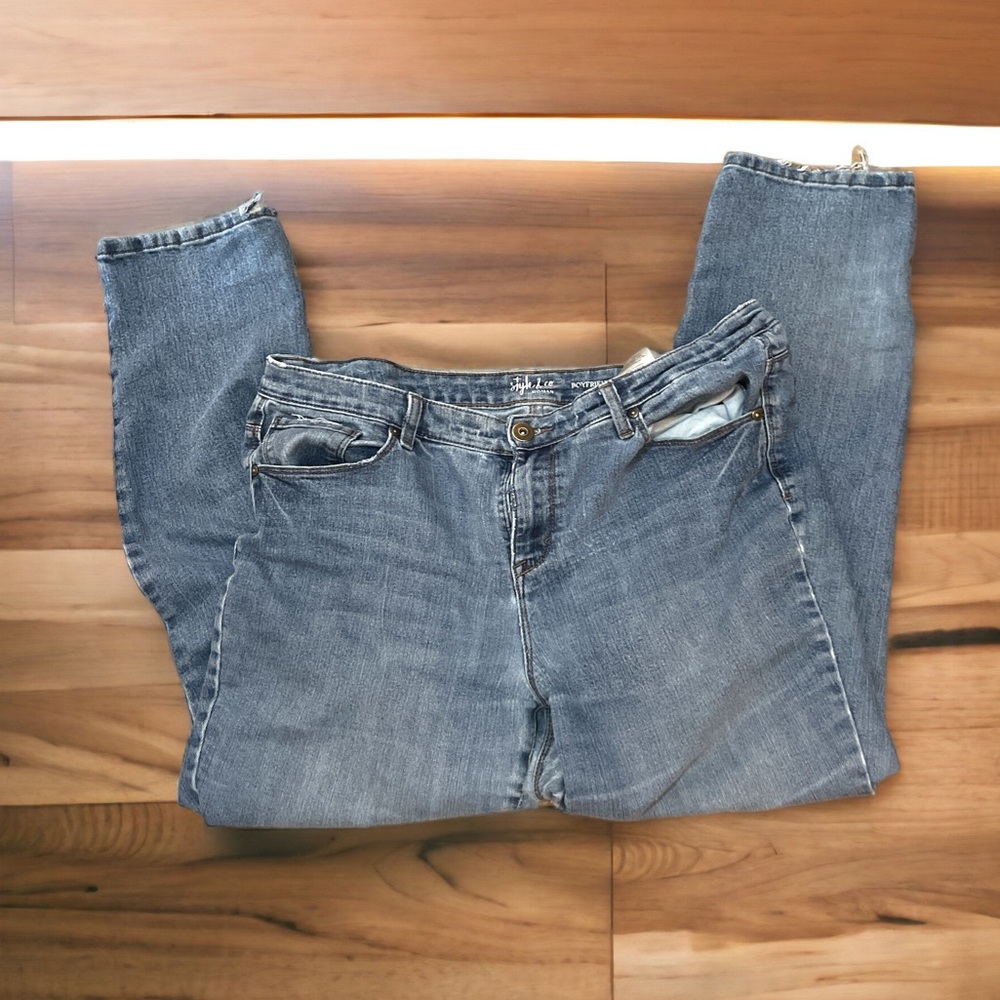 STYLE & CO DENIM Women's‎ Distressed Denim Boyfriend Style Jeans Size 14P